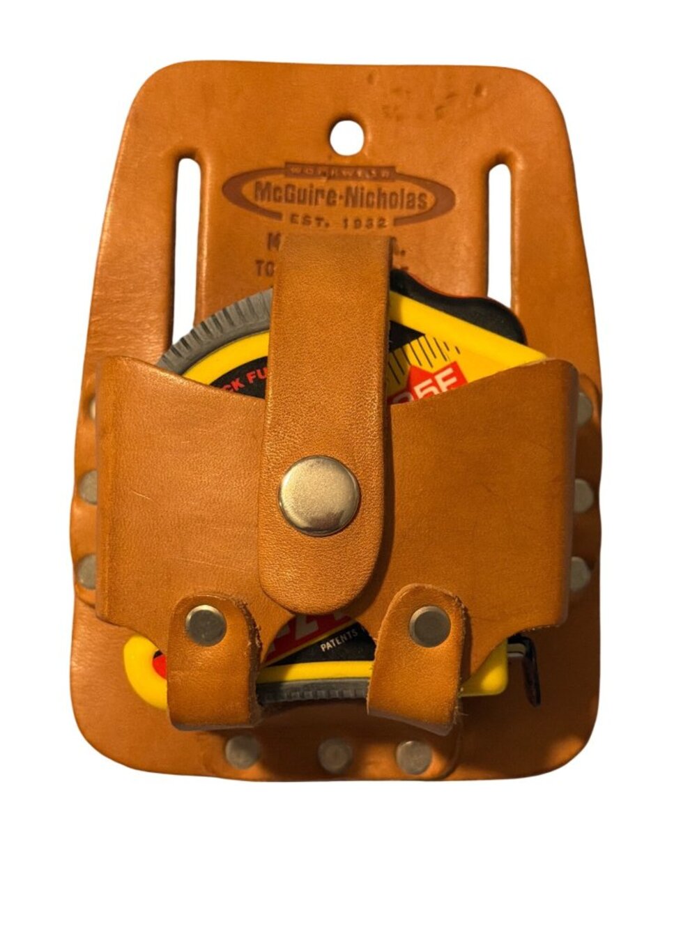 McGuire Nicholas Tan Leather Tape Measure Holder 464 Olympia E-Z Read USA New